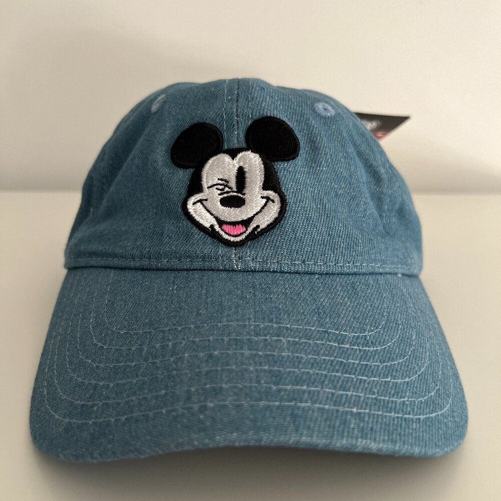 Disney Mickey Mouse Denim Blue Adjustable Cap Hat, One Size - NWT - Picture 2 of 10